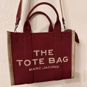 Marc Jacobs Merlot Burgundy Maroon Jacquard Medium Top Handle Tote Bag